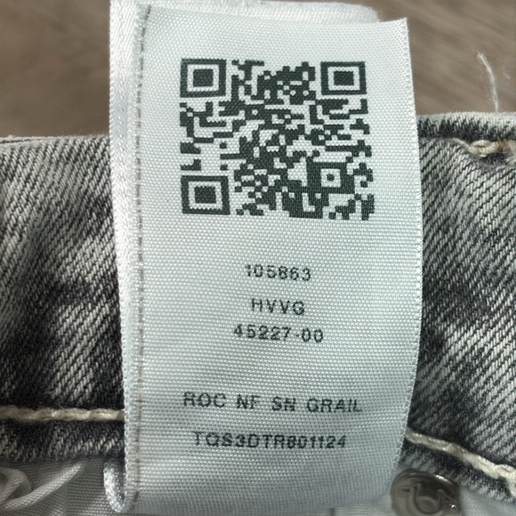 True Religion ROCCO Relaxed Skinny Jeans in Grey Acid Wash 36X32 - Picture 8 of 9